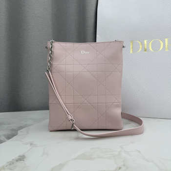 Uubags Small Vertical Dior Trianon Bag With Chain Rose Songe Flat Macrocannage Lambskin 18x21x7cm