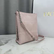 Uubags Small Vertical Dior Trianon Bag With Chain Rose Songe Flat Macrocannage Lambskin 18x21x7cm - 4