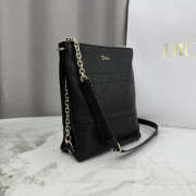 Uubags Small Vertical Dior Trianon Bag With Chain Black Flat Macrocannage Lambskin 18x21x7cm - 3