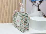 Uubags Large Dior Book Tote with Strap White Multicolor Daisy Garden Embroidery with Dior Médaillon 41x14x32cm - 4