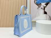 Uubags Small Dior Book Tote with Strap Celestial Blue Dior Oblique Embroidery With White Lace and Dior Médaillon 26.5x22x14cm - 6