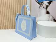Uubags Small Dior Book Tote with Strap Celestial Blue Dior Oblique Embroidery With White Lace and Dior Médaillon 26.5x22x14cm - 3