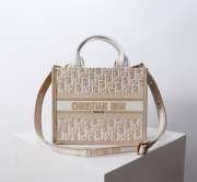 Uubags Small Dior Book Tote Beige Dior Oblique Embroidery and Calfskin 26.5x22x14cm - 1