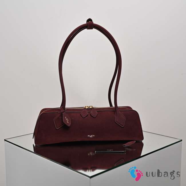 Uubags Alaia Le Teckel Medium Bag In Burgundy Suede Leather 33x11x10cm - 1
