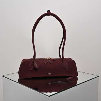 Uubags Alaia Le Teckel Medium Bag In Burgundy Suede Leather 33x11x10cm