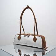 Uubags Alaia Le Teckel Medium Bag In Canvas And Nubuck In Brown/ off-white 33x10x11cm - 5