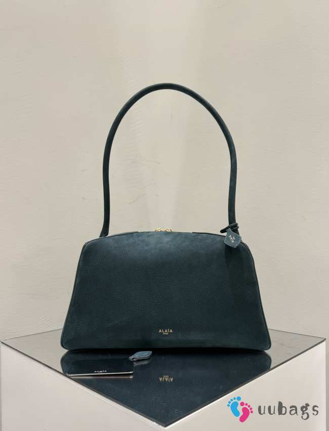 Uubags Alaia dark green Le Bouledogue bowling shoulder bag in nubuck 32x17x15cm - 1