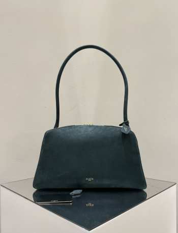 Uubags Alaia dark green Le Bouledogue bowling shoulder bag in nubuck 32x17x15cm