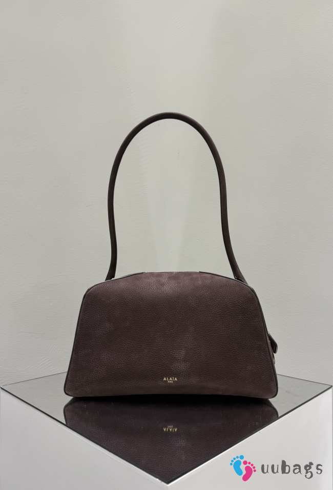 Uubags Alaia burgundy Le Bouledogue bowling shoulder bag in nubuck 32x17x15cm - 1