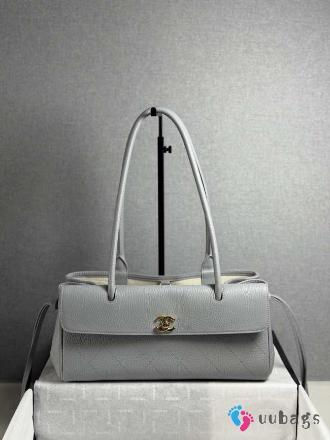 New Arrivals 2026 Chanel AS6288 small shopping bag grained calfskin & gold-tone metal in grey 15x30.5x11.5cm - 1