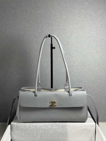 New Arrivals 2026 Chanel AS6288 small shopping bag grained calfskin & gold-tone metal in grey 15x30.5x11.5cm