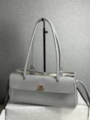 New Arrivals 2026 Chanel AS6288 small shopping bag grained calfskin & gold-tone metal in grey 15x30.5x11.5cm - 2