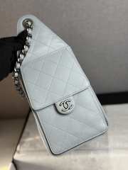 Uubags Chanel 25 small handbag braided raffia-effect canvas, calfskin leather & silver-tone metal in light blue 30x26x14cm - 6