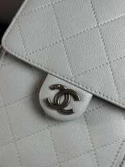Uubags Chanel 25 small handbag braided raffia-effect canvas, calfskin leather & silver-tone metal in light blue 30x26x14cm - 4