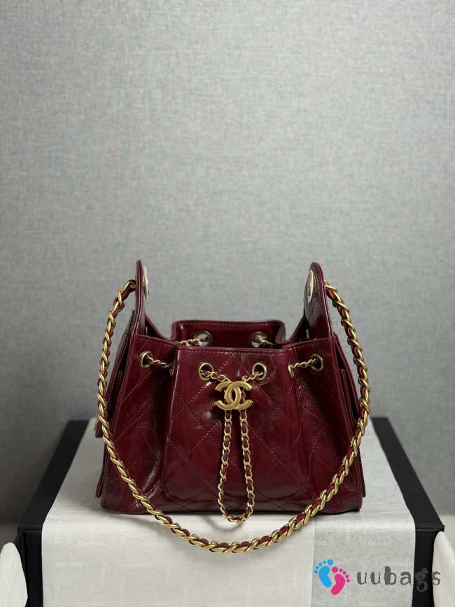 Uubags Chanel 25 Shiny Crumpled Calfskin & Gold-Tone Metal In Burgundy 26x14x30cm - 1
