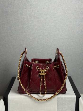 Uubags Chanel 25 Shiny Crumpled Calfskin & Gold-Tone Metal In Burgundy 26x14x30cm