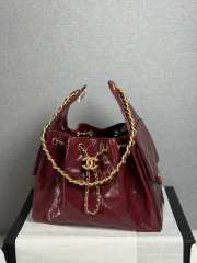 Uubags Chanel 25 Shiny Crumpled Calfskin & Gold-Tone Metal In Burgundy 30x15x40cm - 6