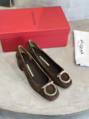 Uubags Ferragamo Large Gancini buckle high heels in moroccan brown 4cm - 3