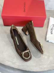 Uubags Ferragamo Large Gancini buckle high heels in moroccan brown 4cm - 2