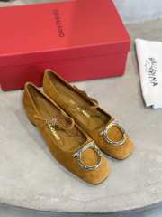 Uubags Ferragamo Maxi Gancini Mary Jane Pump In Brown Suede Leather 2cm - 6