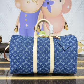 Uubags Louis Vuitton M27943 Keepall 45 Bag Blue Denim Fabric 45x27x20cm