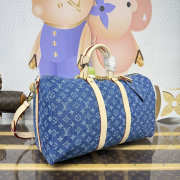 Uubags Louis Vuitton M27943 Keepall 45 Bag Blue Denim Fabric 45x27x20cm - 4