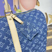 Uubags Louis Vuitton M27943 Keepall 45 Bag Blue Denim Fabric 45x27x20cm - 3