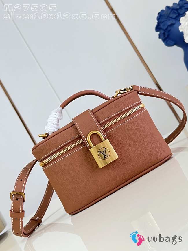 Uubags Louis Vuitton M27505 Low Key Vanity Bag In Cognac Brown Calfskin 19x12x5.5cm - 1