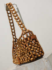 Uubags YSL Le 5 À 7 Wooden Bead handbag light wood and brick 21-28x15x6cm - 4