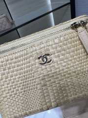 Uubags Chanel classic long vanity bag with shoulder strap braided raffia yarn & gold-colored metal in beige 9.5x17x8cm - 5
