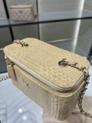 Uubags Chanel classic long vanity bag with shoulder strap braided raffia yarn & gold-colored metal in beige 9.5x17x8cm - 3