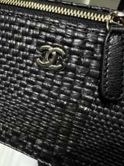 Uubags Chanel classic long vanity bag with shoulder strap braided raffia yarn & gold-colored metal in black 9.5x17x8cm - 6