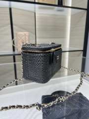 Uubags Chanel classic long vanity bag with shoulder strap braided raffia yarn & gold-colored metal in black 9.5x17x8cm - 4