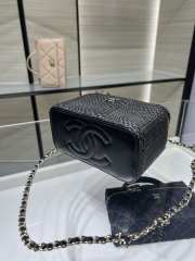 Uubags Chanel classic long vanity bag with shoulder strap braided raffia yarn & gold-colored metal in black 9.5x17x8cm - 2