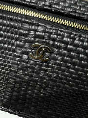 New Arrivals 2026 Chanel classic vanity bag with shoulder strap braided raffia yarn & gold-colored metal black 17x19.5x5cm - 5