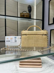 New Arrivals 2026 Chanel classic vanity bag with shoulder strap braided raffia yarn & gold-colored metal beige 17x19.5x5cm - 5
