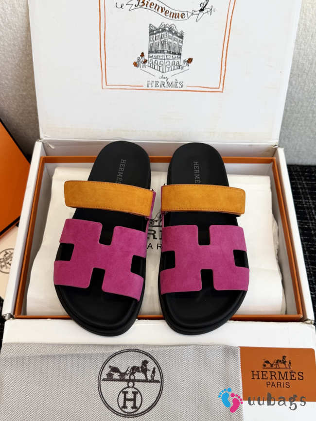 Uubags Hermes Chypre Sandal Suede Goatskin & Rose Chapas Orange Synthetique - 1