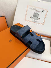 Uubags Hermes Chypre sandal in suede goatskin turquoise blue - 6