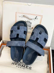 Uubags Hermes Chypre sandal in suede goatskin turquoise blue - 5