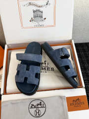 Uubags Hermes Chypre sandal in suede goatskin turquoise blue - 3