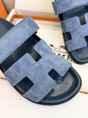 Uubags Hermes Chypre sandal in suede goatskin turquoise blue - 4