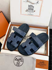 Uubags Hermes Chypre sandal in suede goatskin turquoise blue - 2