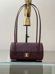 Uubags Chanel Small Bowling Bag Grained Shiny Calfskin & Gold-Tone Metal In Burgundy 10x20.5x10cm - 1