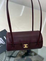 Uubags Chanel Small Bowling Bag Grained Shiny Calfskin & Gold-Tone Metal In Burgundy 10x20.5x10cm - 6