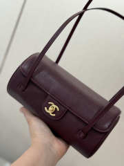 Uubags Chanel Small Bowling Bag Grained Shiny Calfskin & Gold-Tone Metal In Burgundy 10x20.5x10cm - 5