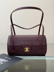 Uubags Chanel Small Bowling Bag Grained Shiny Calfskin & Gold-Tone Metal In Burgundy 10x20.5x10cm - 2