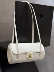 Uubags Chanel Small Bowling Bag Grained Shiny Calfskin & Gold-Tone Metal In White 10x20.5x10cm - 5