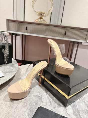 Uubags Christian Louboutin Just Nothing Alta 15cm Patent Leather Sandal Heels In Beige