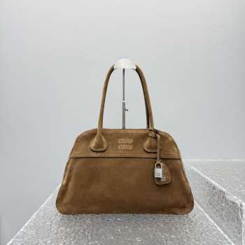 Uubags Miu Miu large Vivant nappa leather bag in cocoa brown 40x24x13cm