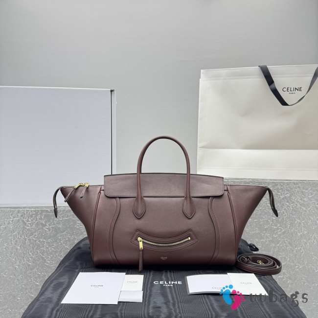 Uubags Celine Small Little Luggage In Dark Brown Supple Shiny Lambskin 11x15.5x24cm - 1